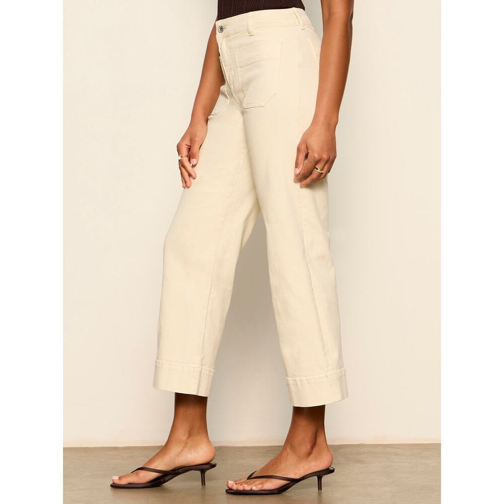SANCTUARY French Vanilla The Marine Standard Rise Denim Wide Leg Crop Jeans - Picture 2 of 12